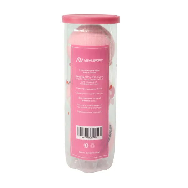 Мяч для падела NS Sakura, UAA2, уп.3 шт, сукно, нат.резина, розовый за 824.50 ₽ в Волжском